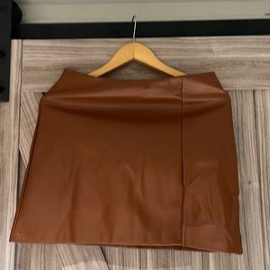 Brown pleather skirt